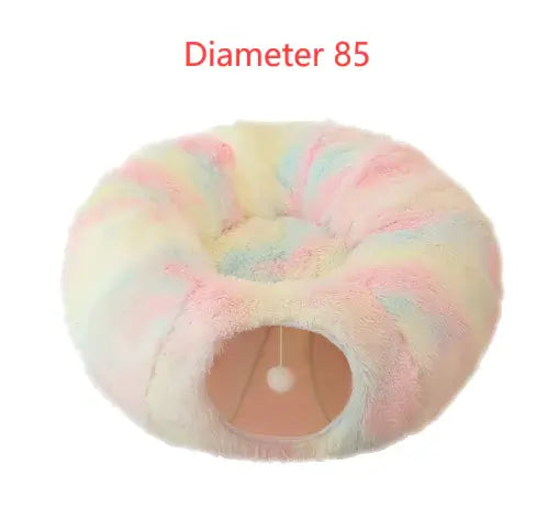 Soft and colorful TAILTRAIL 2-in-1 round tunnel cat bed with a cozy design, diameter 85 cm.