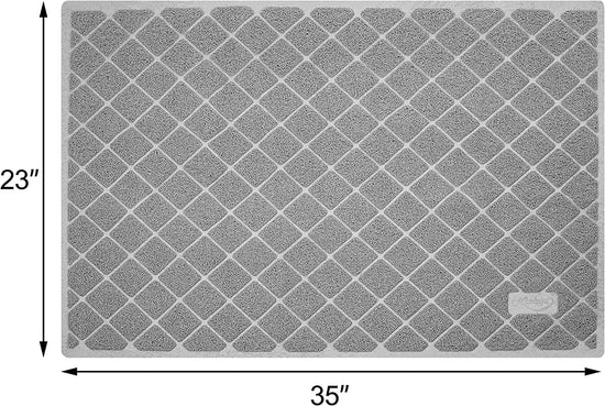TAILTRAILTAILTRAIL non-slip cat litter mat measuring 35x23 inches with a textured surface to trap litter.