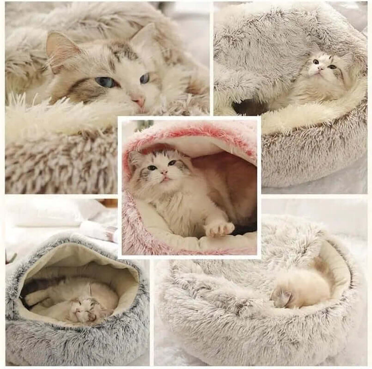 Soft Plush Pet Bed with TAILTRAIL provides ultra-plush comfort for cats to snuggle and sleep securely.