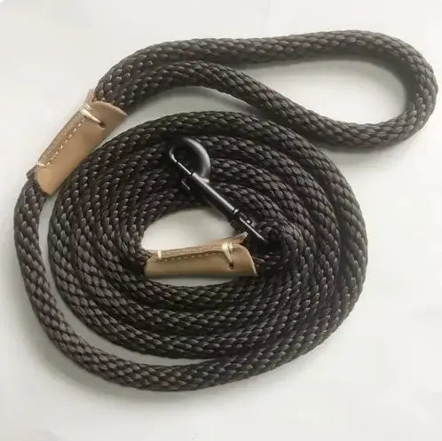 Adjustable Comfort Grip Slip Lead Leash in chocolate color for dogs by TAILTRAIL, 1/2 inch, 5ft long.