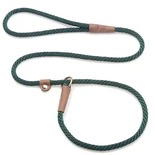 Green Comfort Grip Adjustable Slip Lead Leash by TAILTRAIL for small to large dogs, 1/2 x 5ft size