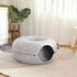 Light gray TAILTRAIL Cat Donut Bed Tunnel made of premium felt material, featuring a cozy, charming doughnut shape.