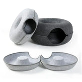 TAILTRAIL Cat Donut Bed in stylish gray color, featuring an interactive tunnel design and premium felt material.
