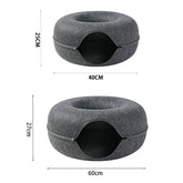 Dimensions of the TAILTRAIL Cat Donut Bed Tunnel, showcasing durable felt material and design for pet comfort.