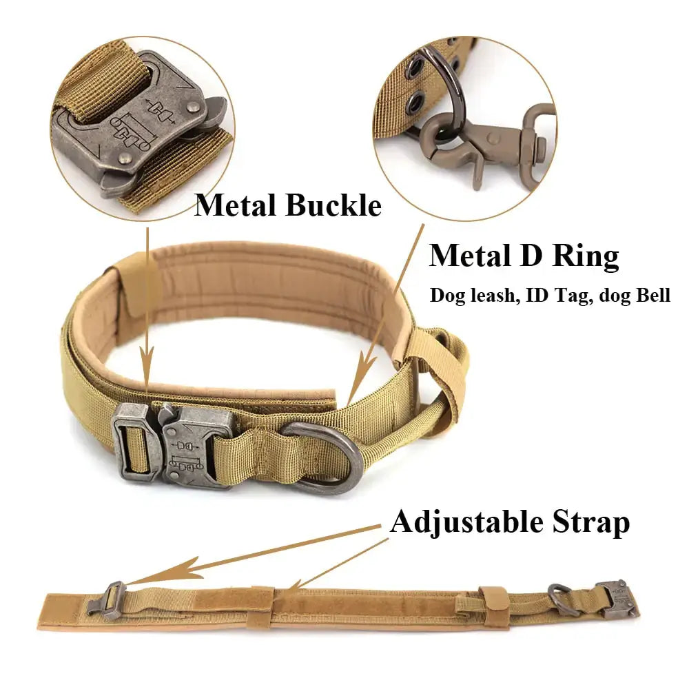 Dog collar featuring adjustable strap, metal buckle, and metal D ring, perfect for TAILTRAIL&