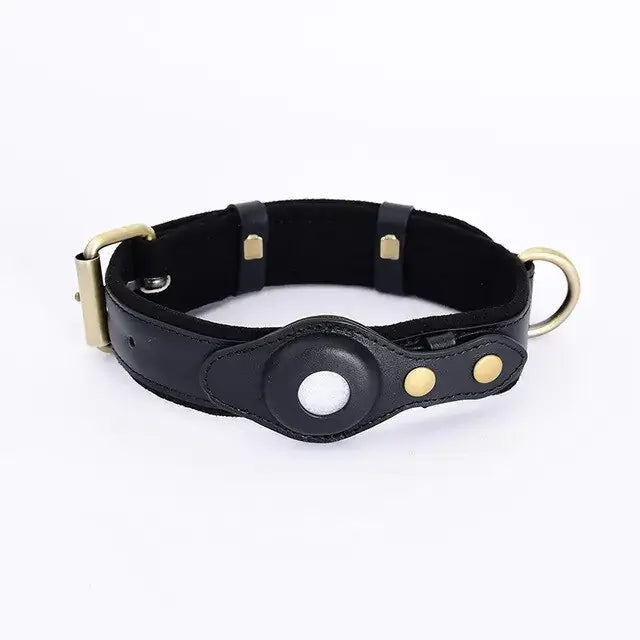 TAILTRAIL Leather Anti-Lost Dog Collar with adjustable fit and secure buckle for pets.