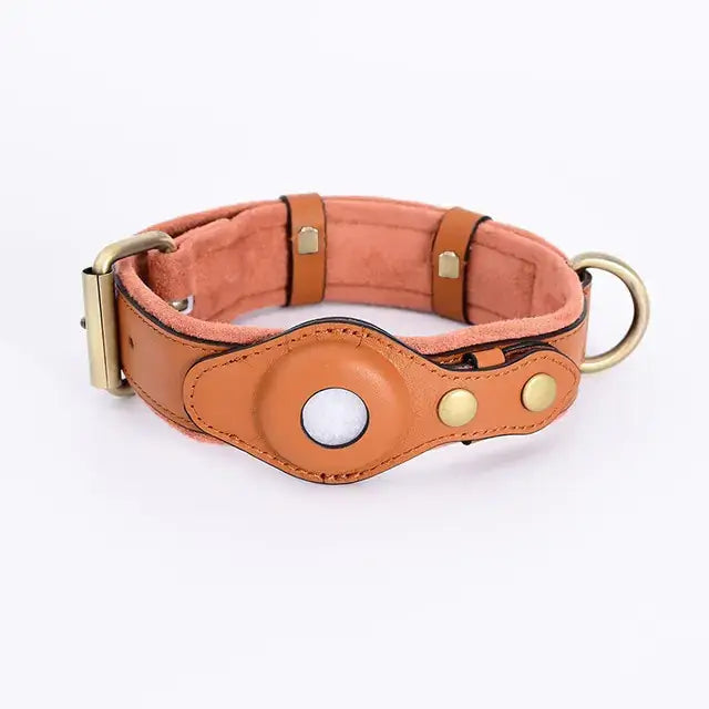 TAILTRAIL Leather Anti-Lost Dog Collar with adjustable fit and secure buckle for safety and style.