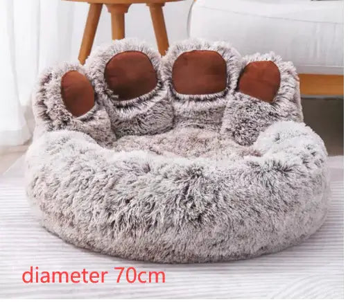 Long Plush Cat Bed by TAILTRAIL, 70cm diameter, extra plush material for cozy cat comfort.