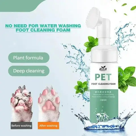 FurryFoot Spa - Plant-based foot cleaning foam for deep cleaning pet paws, no water needed. TAILTRAIL.