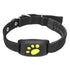 TAILTRAIL pet GPS tracker collar in black with yellow paw print design for real-time tracking.