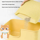 TAILTRAIL easy-to-clean pet litter mat with honeycomb holes for trapping litter and easy pouring back into the box.