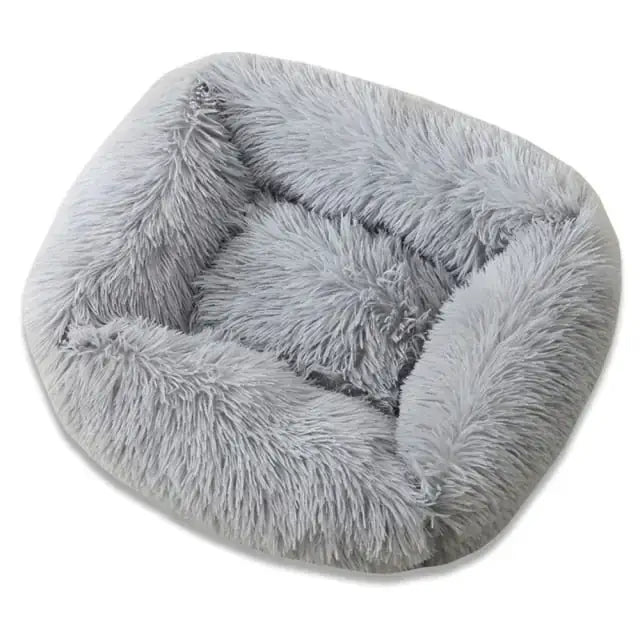 Plush Pet Bed by TAILTRAIL, ultra-soft gray material for maximum pet comfort and cozy sleep.