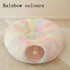TAILTRAIL 2-in-1 round cat bed in rainbow colours, soft and cozy for playful resting.