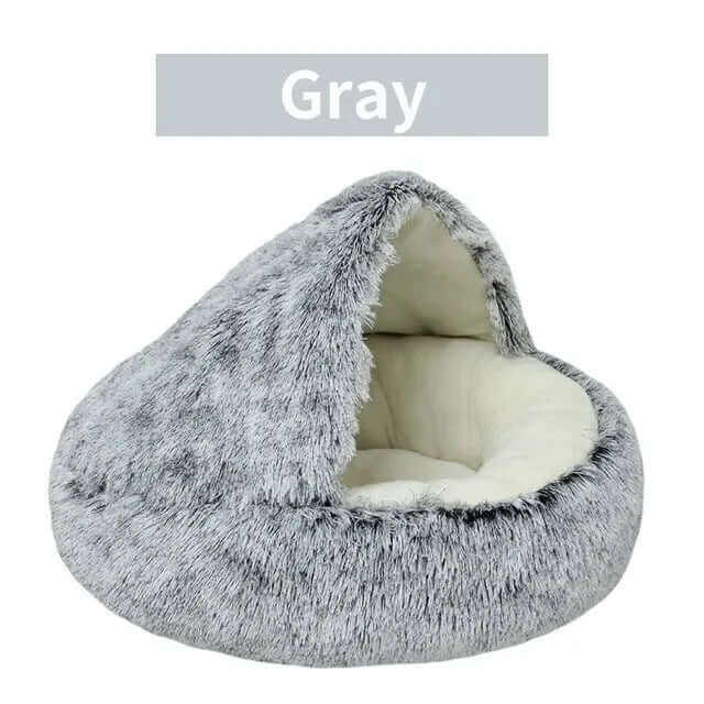 Soft Plush Pet Bed in Gray color by TAILTRAIL for cozy and secure pet napping.