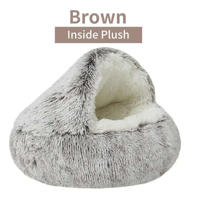 Soft Plush Pet Bed by TAILTRAIL in brown with a cozy plush interior for pets who love to burrow.