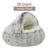 Soft Plush Pet Bed by TAILTRAIL in brown with a cozy plush interior for pets who love to burrow.