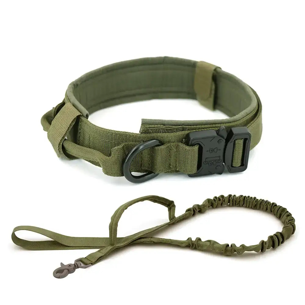 Durable olive green dog collar and leash set from TAILTRAIL, stylish design for comfort and longevity.