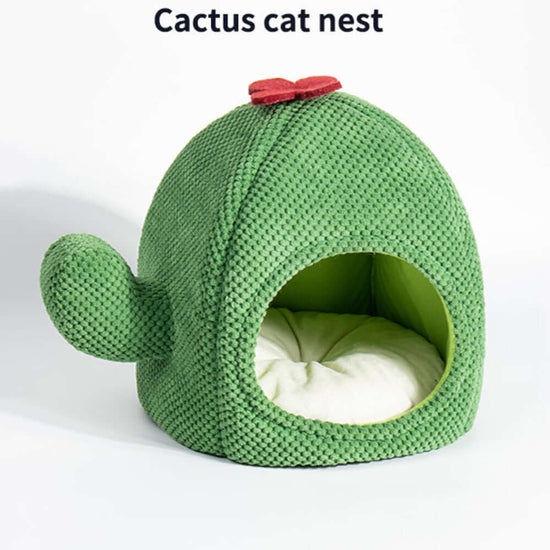 TAILTRAIL Cactus Cat Bed Warm Enclosed Pet Cave Nest