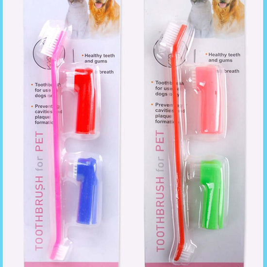 TAILTRAIL Double Head Pet Toothbrush Finger Brush Dental Care Set
