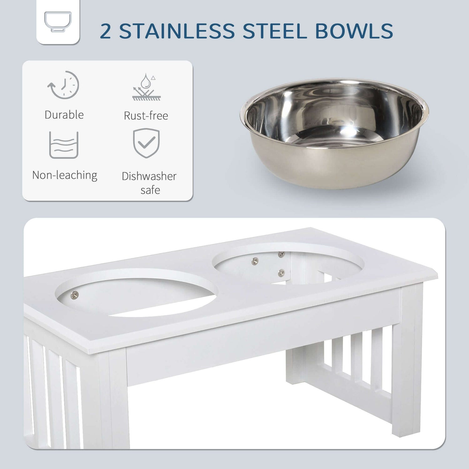 TAILTRAIL Elevated Puppy Feeding Station with Stainless Steel Bowls