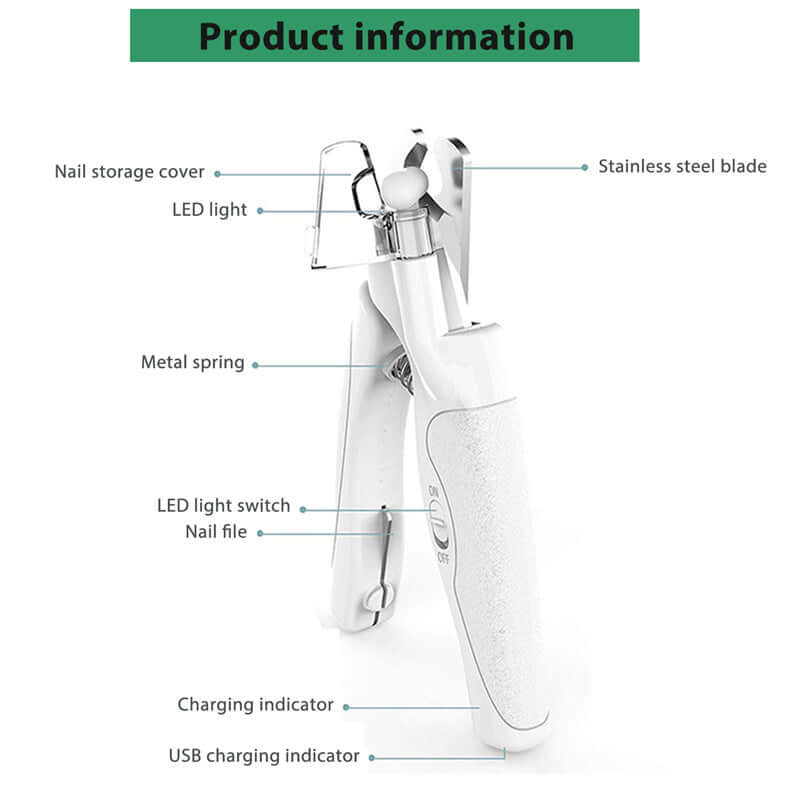 TAILTRAIL LED Pet Nail Clippers Stainless Steel Dog Cat Trimmer