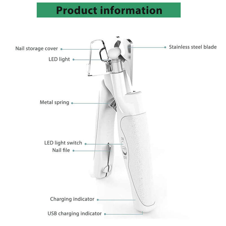 TAILTRAIL LED Pet Nail Clippers Stainless Steel Dog Cat Trimmer