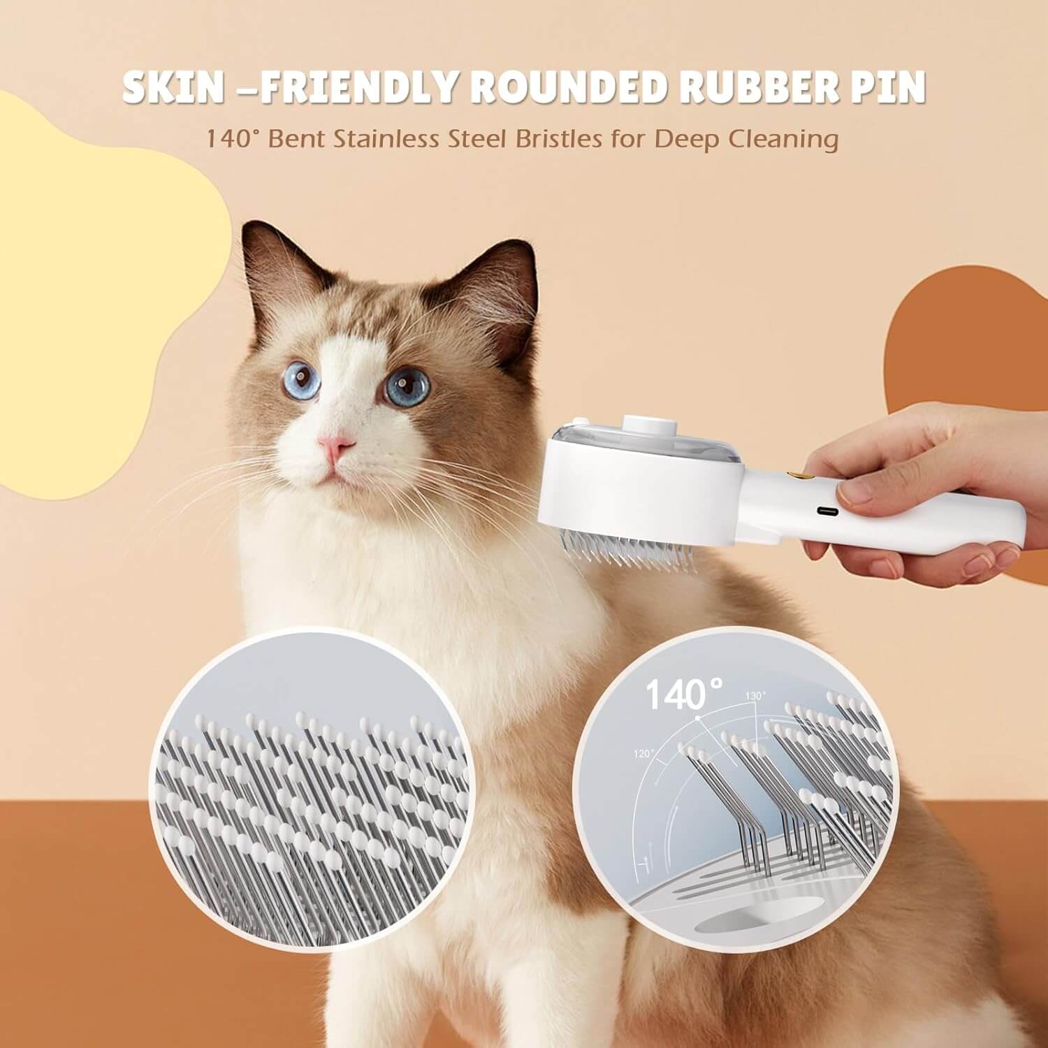 TAILTRAIL Steam Cat Brush Shedding Remover Spray Grooming Comb