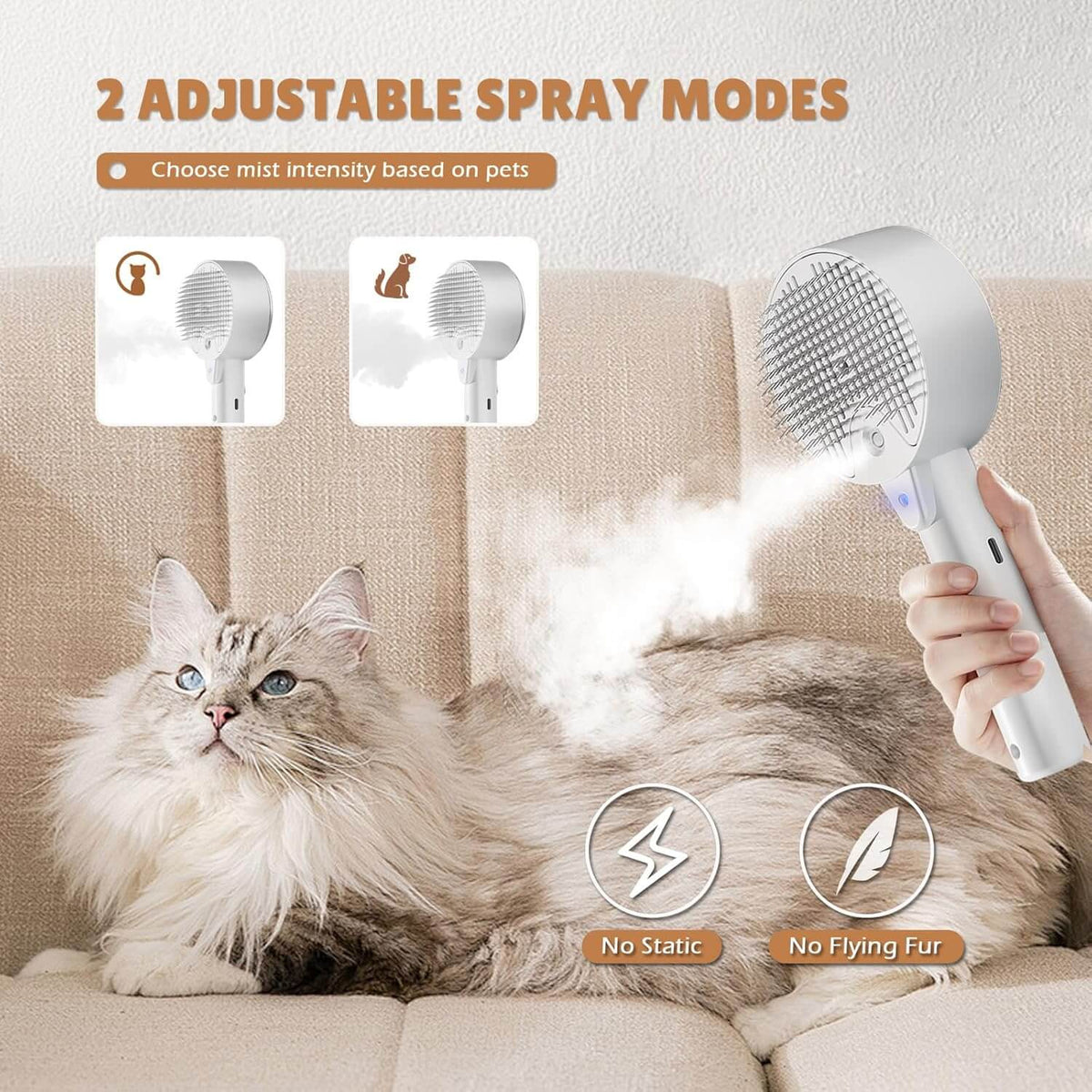 TAILTRAIL Steam Cat Brush Shedding Remover Spray Grooming Comb
